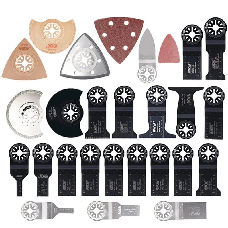 NEWONE 100 pcs Pack Starlock E-cut Multi Cutter Saw Blades Set Oscillating Tool Blades for Cutting Wood Drywall Plastics Meta