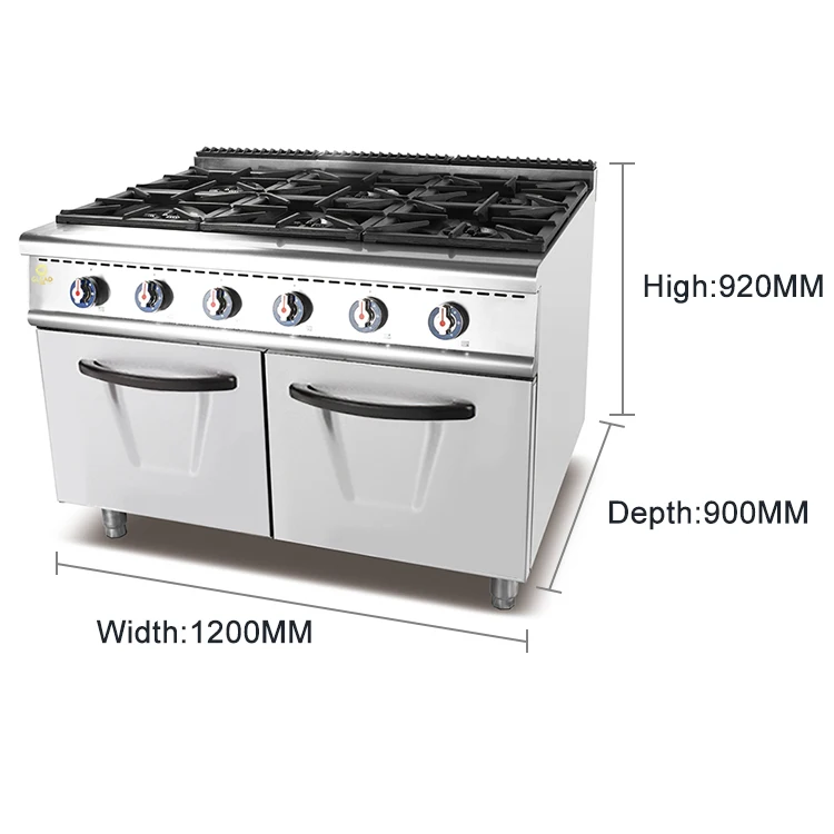 Commercial kitchen professional 6 burner gas cooking range prices industrial gas stove with oven restaurant machines equipment