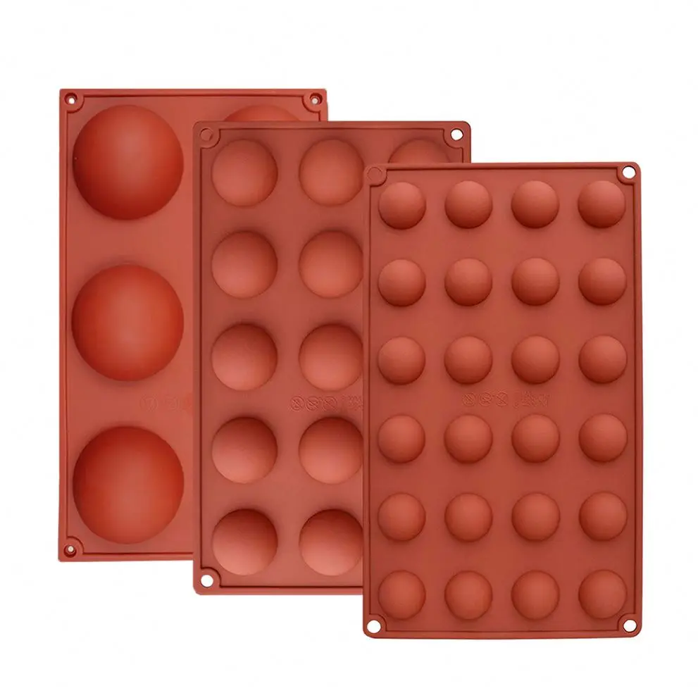 China Wholesale Baking Decoration DIY Soap Jelly Mould Candy Chocolate Molds 6 15 24 Cavities Semicircle Silicone Cake Mold