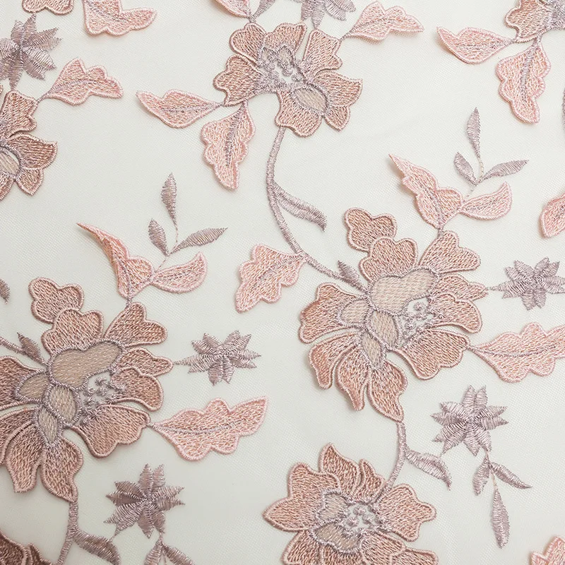 Factory wholesale wedding dress 100% polyester 3d flower embroidered lace fabric