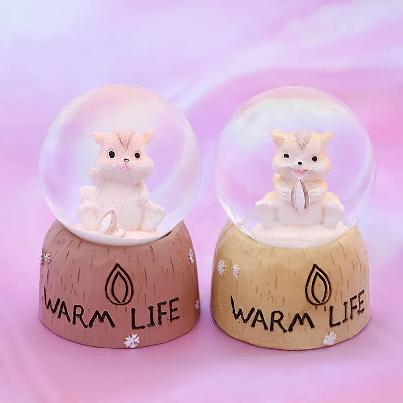 Snow Globe Unicorn Small Large Crystal Ball Stand Cartoon Resin Crafts Home Decoration Gift Couple Birthday Gift