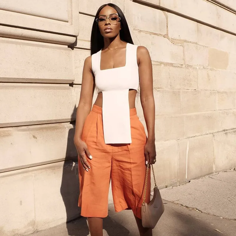 Однотонный топ, короткий женский облегающий Топ без рукавов, X-Long, с квадратным вырезом, Лидер продаж, летняя модная хипстерская Повседневная Высокая уличная одежда