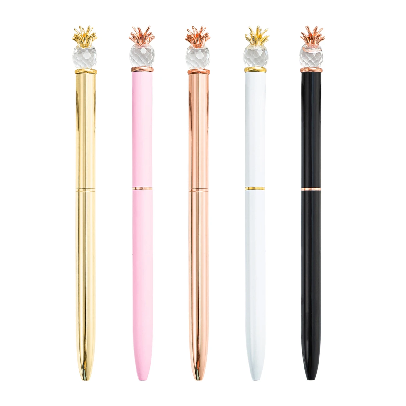 JH 2023 New Design Metal Ballpoint Lady GIft Glass Pineapple Top Pen
