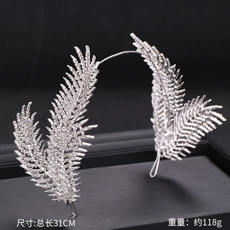 Feather Crown Hair hoop rhinestone Bride Crown headwear Wedding ornament
