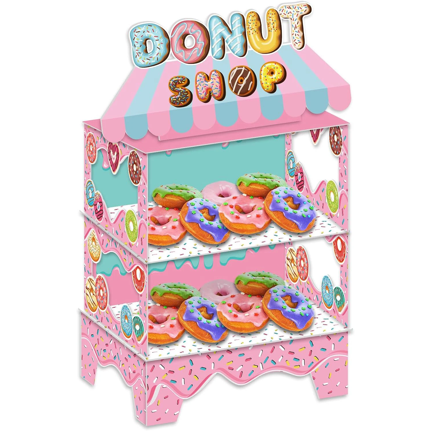 Hot Selling Sweet Donut Design Cake Stand 3 Tier Cupcake Stand Holder for Doughnut Party Decorations