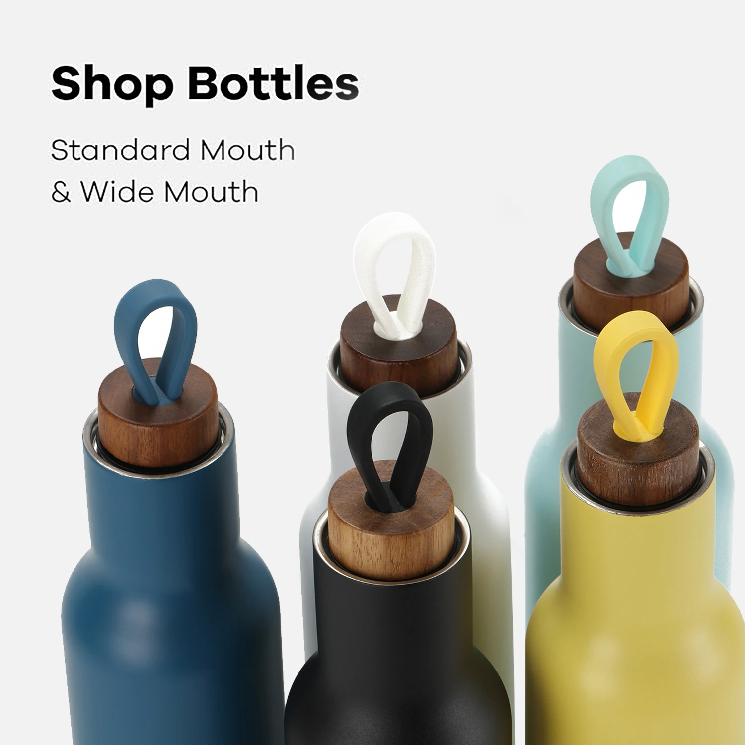 FAYREN Reusable BPA-Free Flask Stainless Steel Vacuum Insulated Thermos water bottle with solid wood Lid