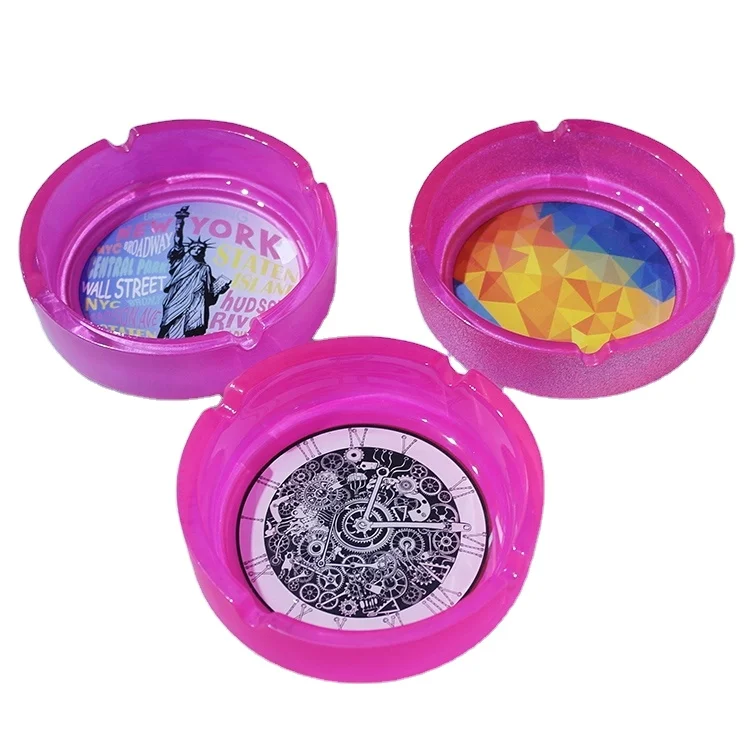 Custom Logo Colorful round Smoking Glass Ashtray Classic Design Cigar Ashtray with Classic Design Lighters & Smoking Accessories