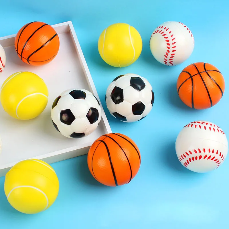 Wholesale 6.3cm Pu Foam Basketball Soccerball Baseball Tennis Ball for Outdoors and Indoors Party Favor Toy
