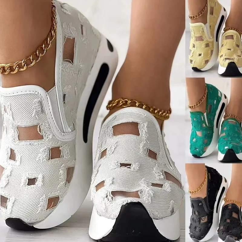 High Quality Breathable Wedge Fashionable Walking Style Casual Comfortable Sneaker Flat Shoes For Women