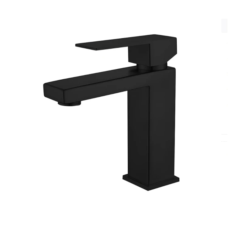 Luxury Modern Single-Hole Bathroom Faucet Square Sanitary Wares Black BM-1011H Ceramic Valve Core Water Basin Sink Mixer
