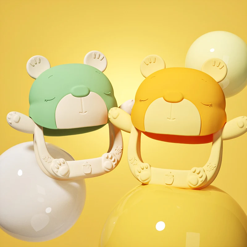 Baby Anti-eating Hand Teether Kids Silicone Toys BPA Free  Infant Chew Teething Toys Hand Protection 0-12Month Soft baby teether