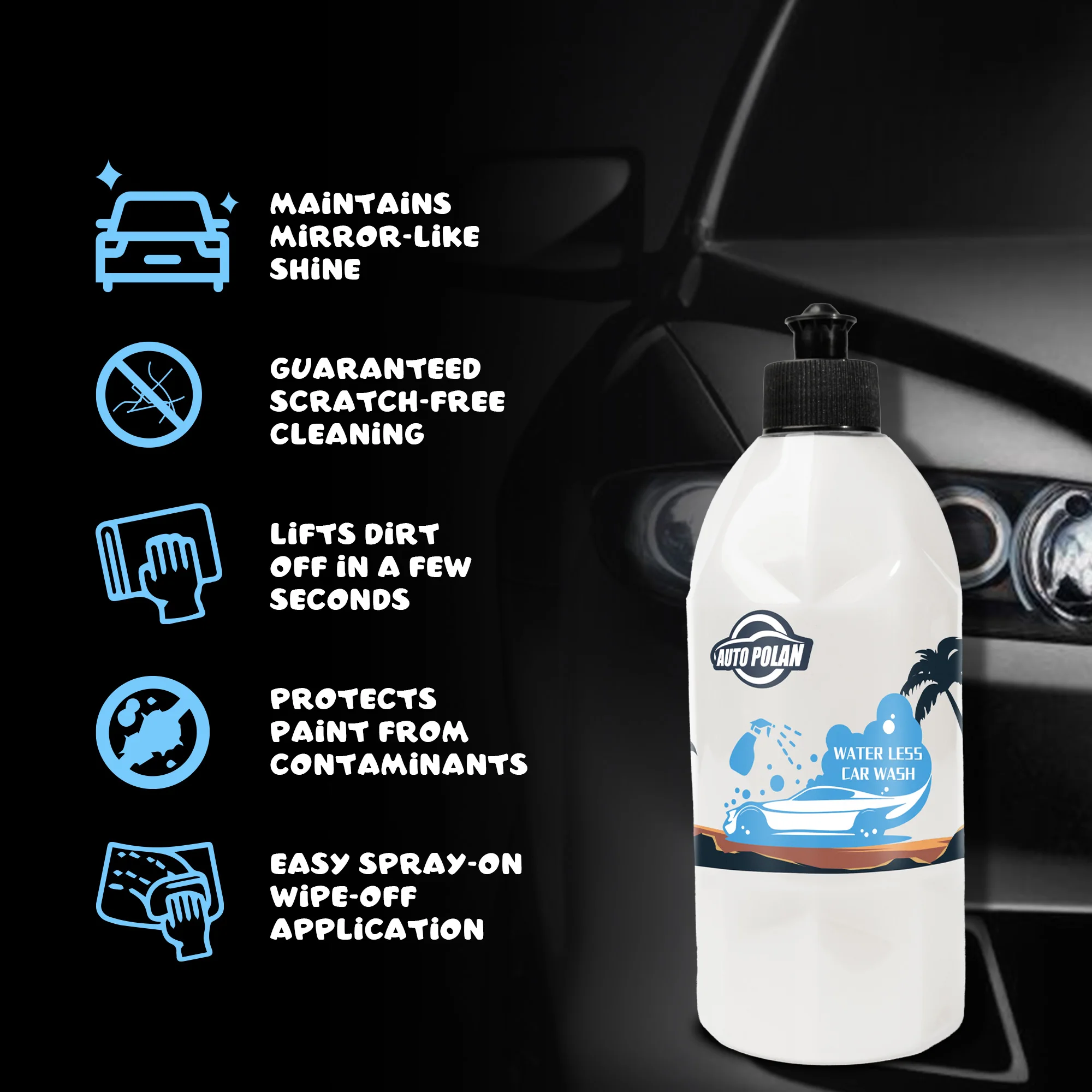 Autopolan Factory Direct Sales Waterless Car Wash Spray Concentrate Eco-friendly Universal Detergent For All Cars Best Selling