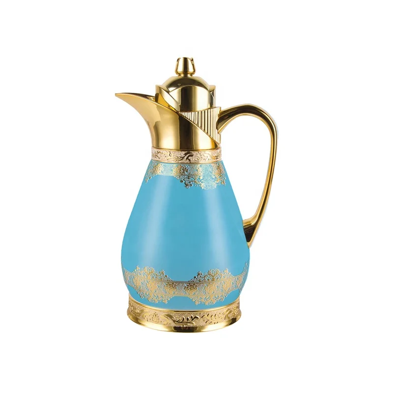 Golden Luxury Silver Iron Body White Glass Liner Day Days Vacuum Flask 1.0L Thermo Coffee