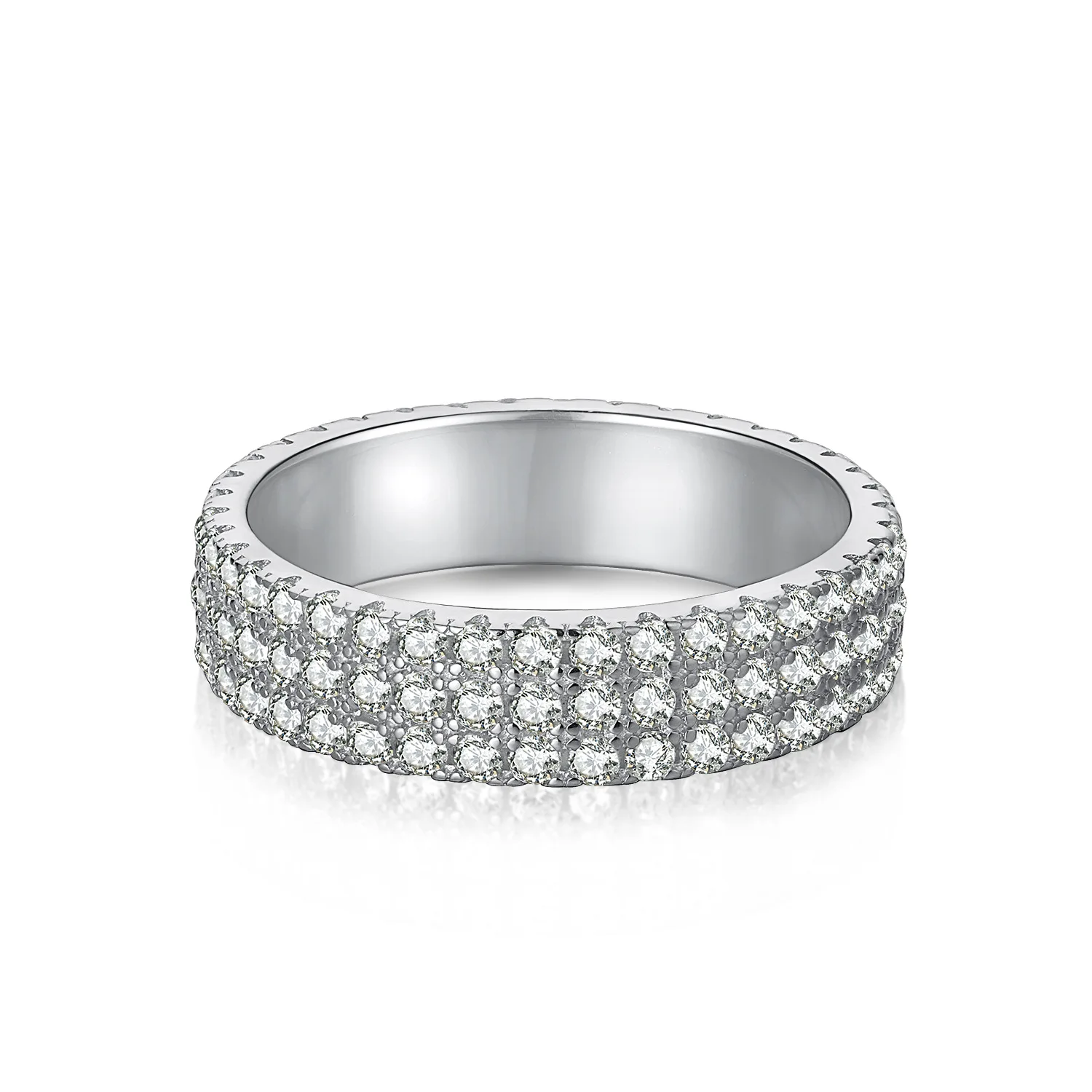 Women version of the new simple refers to three rows of diamond 925 sterling silver ring