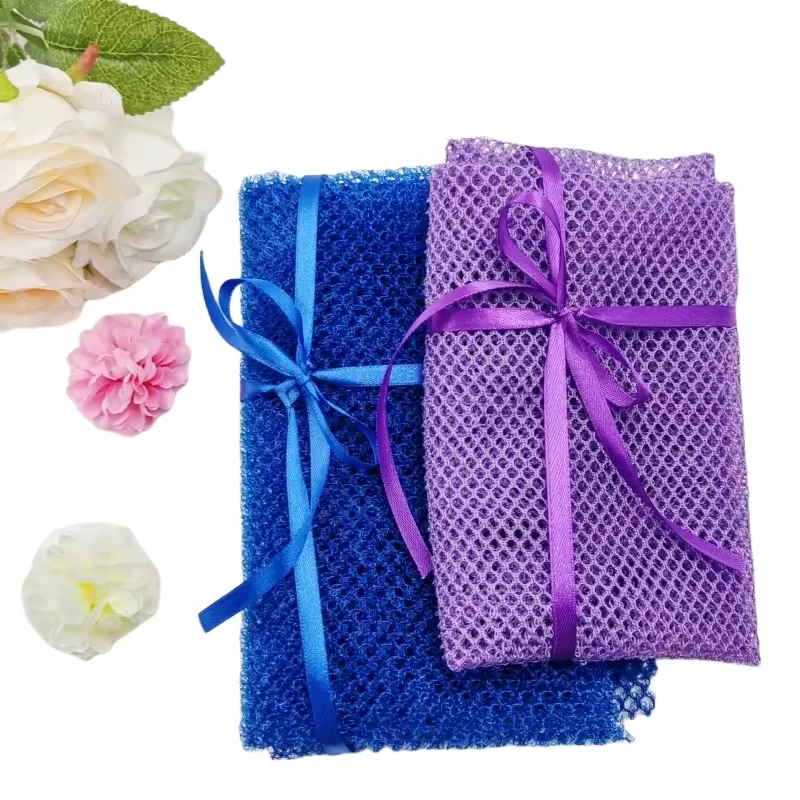 Wholesale Nylon Exfoliating Body Washcloth Vacuum Package Long Back Bath Shower Scrubber Mesh African Net Sponge
