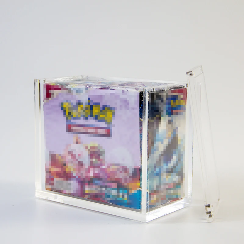 Wholesale acrylic pokemoned cards booster box display case with magnetic lid