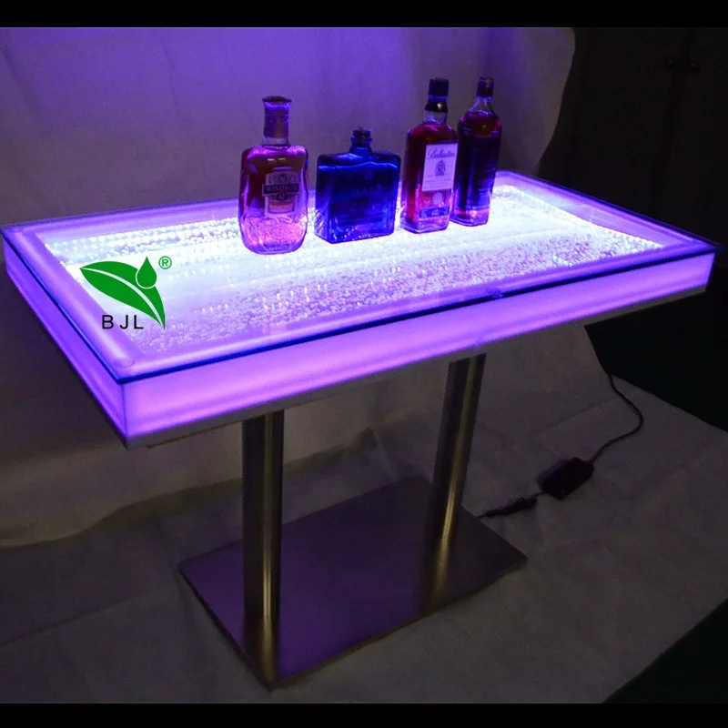 Restaurant Aluminum Base Water Bubble Panel Led Glowing Dinning Table