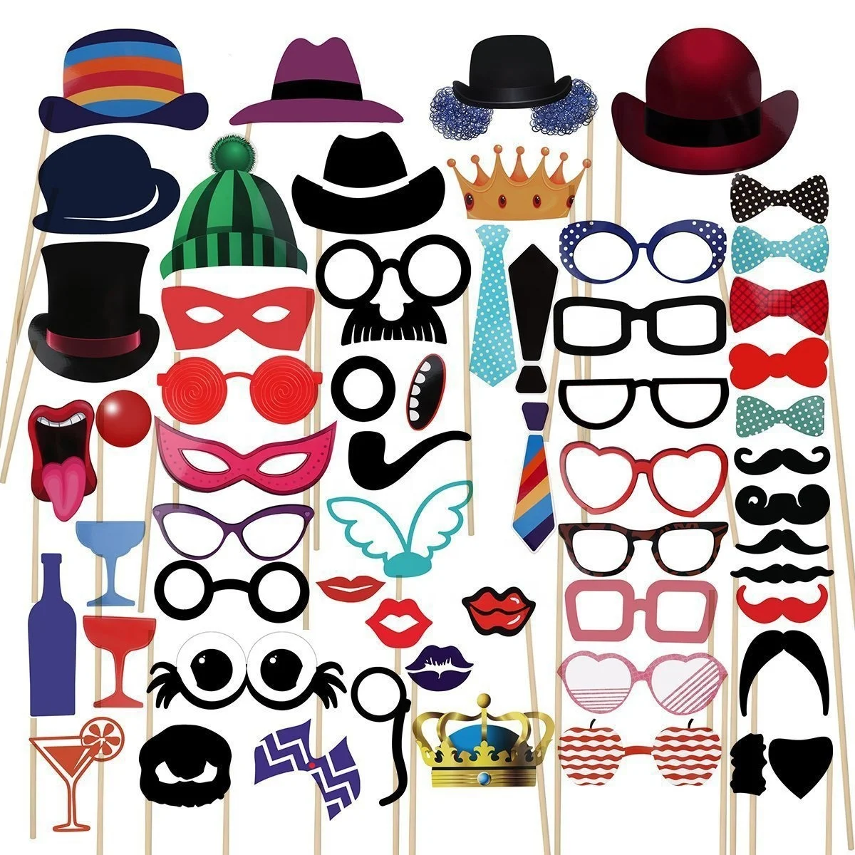 58PCS/SET Wedding DIY Decoration Photo Booth Props Funny Glasses Mustache Birthday Party Supplies Photo Booth AP414