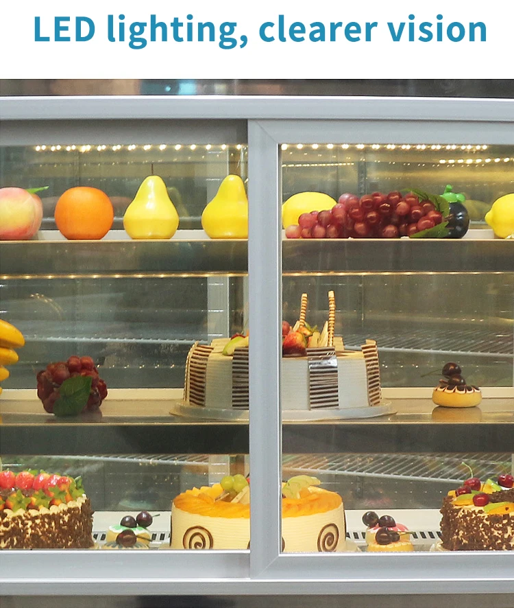 Arc Shape Cake Display Showcase Freezer Beautifully Displayed Freezer Showcase