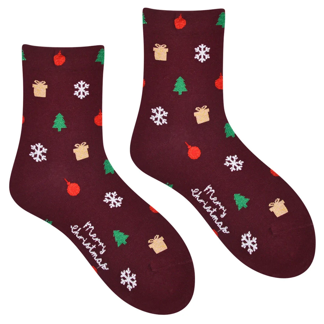 2024 Wholesale Cotton Jacquard Christmas Cheap Quality Socks Hot Xmas Dresses Socks For Unisex