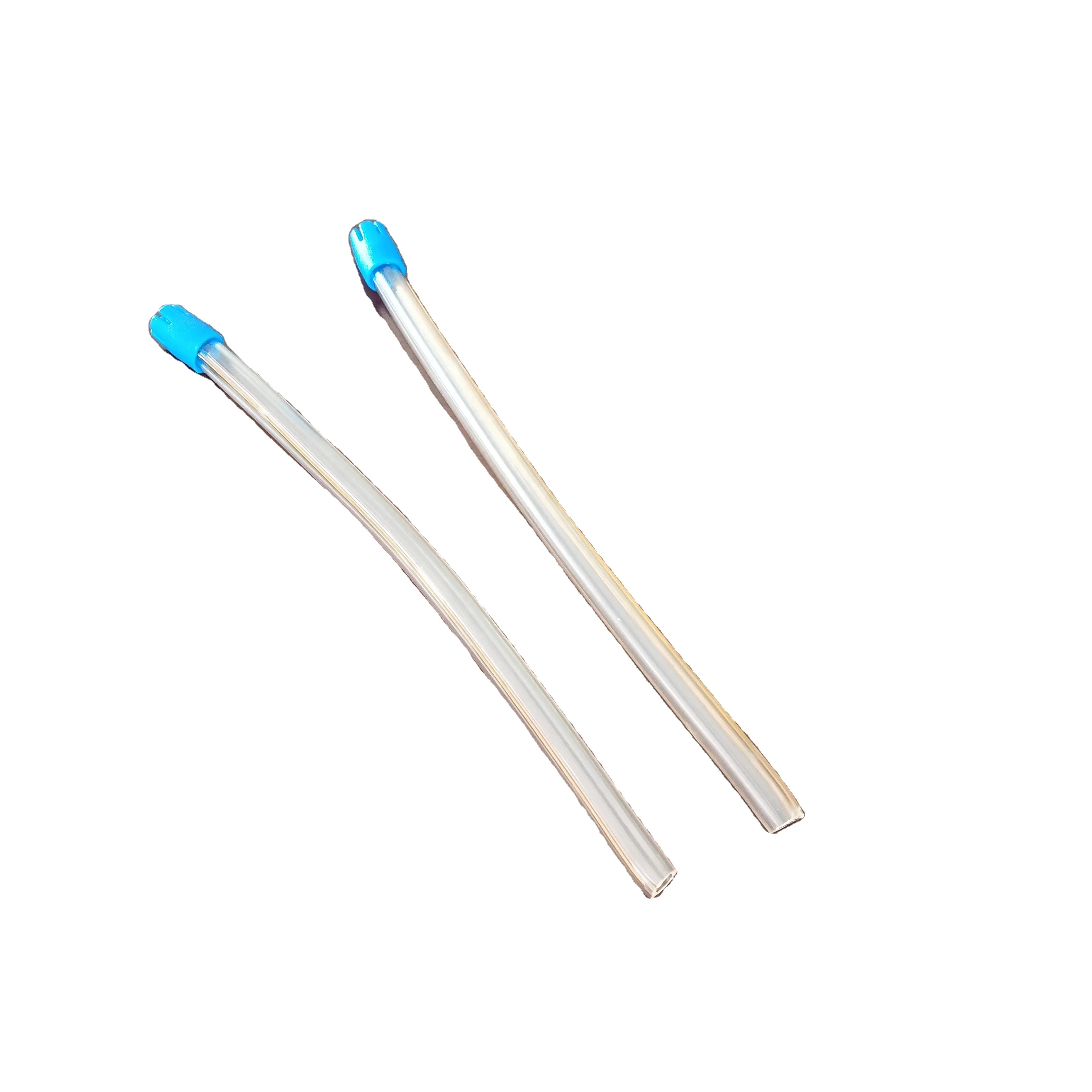 medical supplies dental pelotte saliva ejcctor transparent and blue 15 cm