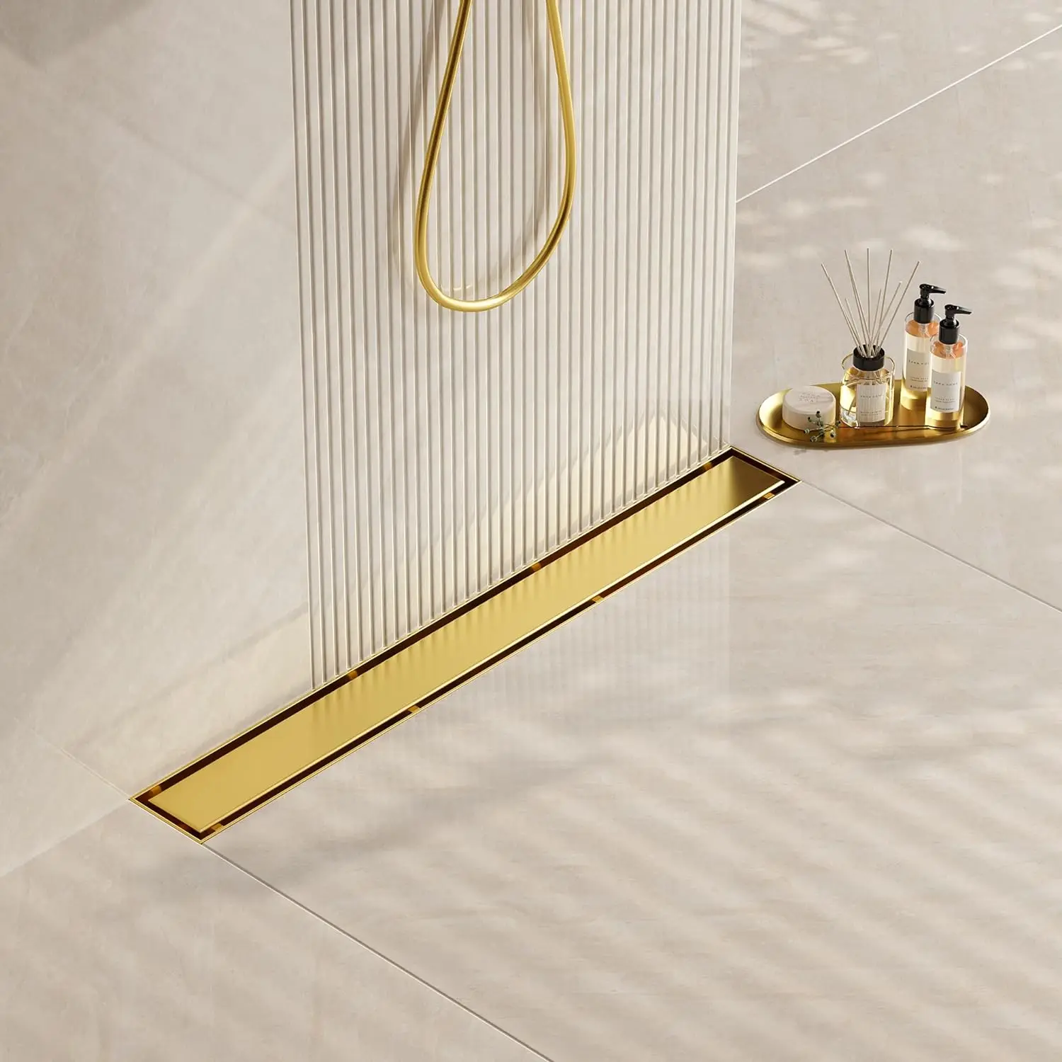 Australian Bathroom Renovation Gold Linear Shower Drain Floor Drain Trap with Hair Strainer
