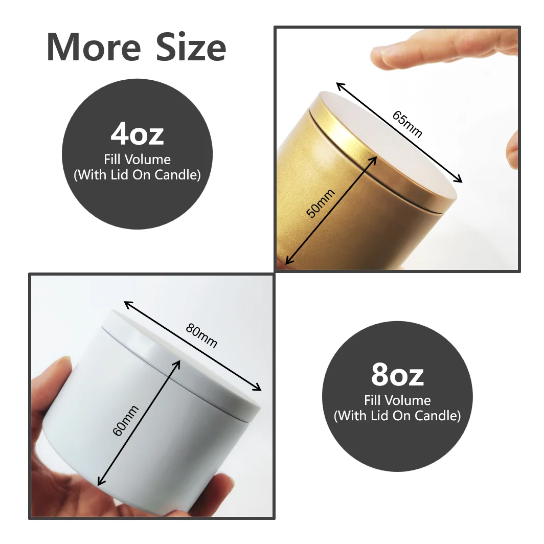 Wholesale 2oz 4oz 8oz Spice Tea Aluminum Candle Jar Metal Round Tins Cosmetic Tin Cans With Screw Lids For Candles