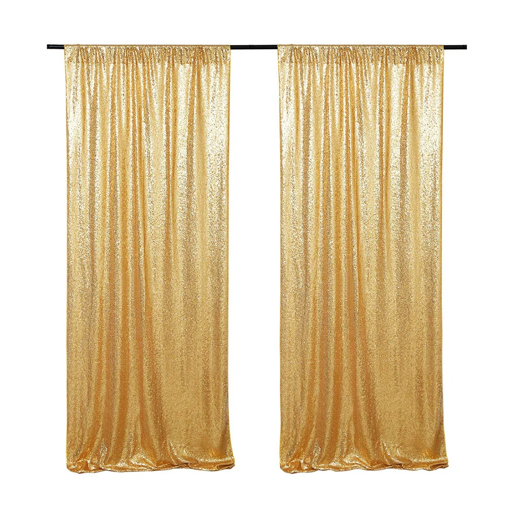 183x244cm outdoor wedding stage background luxury gold shimmer sequin fabric curtain