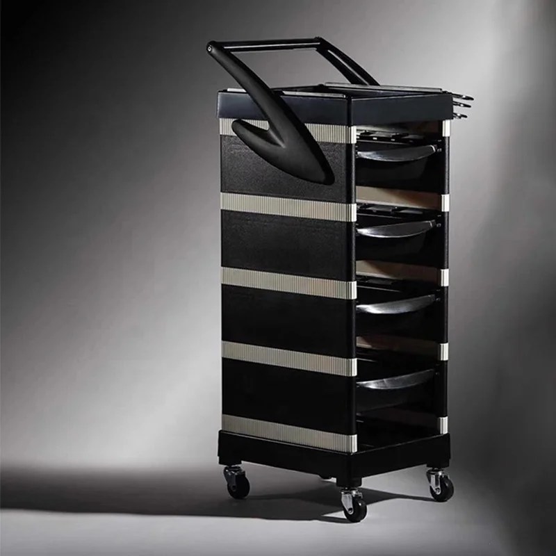 Yoocell 5 trays stainless steel frame beauty salon trolley with handrail