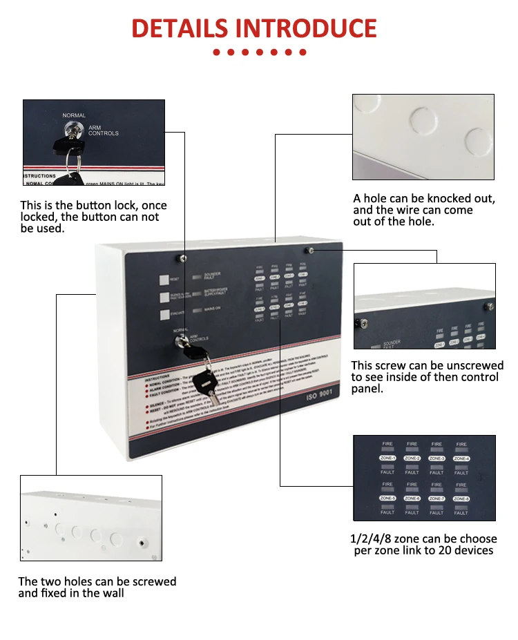 Hot Sale Conventional Fire Alarm control panel fire alarm system 8 zone fire alarm control panel