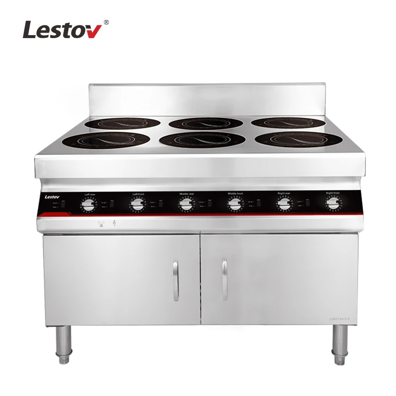 Free standing Ceramic Glass 6 burners commercial induction hob ranges (3500w/ burner)
