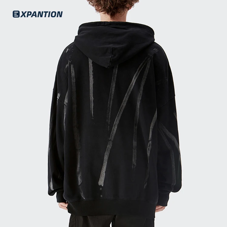EXP high quality drop shoulder long sleeve streetwear hiphop bulk black gym men pullover tye dye hoodies