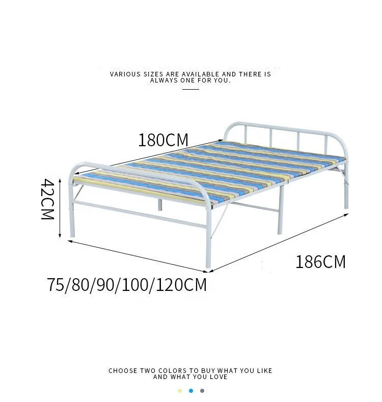 Home Furniture Cheap Metal Folding Bed Heavy Duty Steel Space Saving Guest Bed