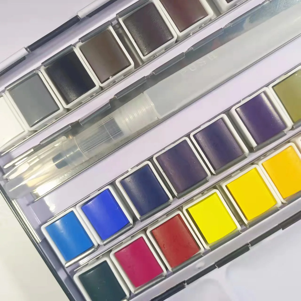 Professional grade 36 Colors Solid Watercolor Paint Set Aquarelle with Palette Painting Tools Brushes