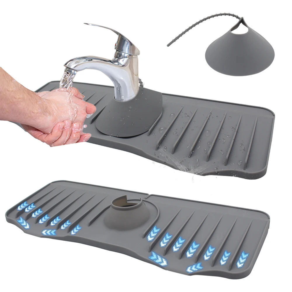 2022 New Kitchen gadgets Splash Guard countertop silicone water under the drying sink pad liner splash faucet mat drip catcher