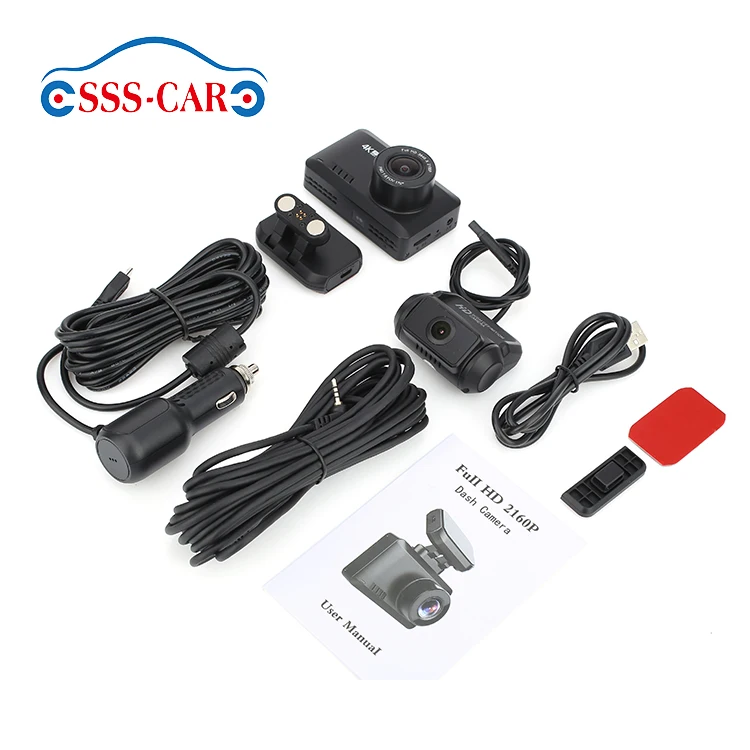  2.45 Inches High Grade T8 Novatek 96670 Car Dash Cam Dual Camera Lens 4K 2160P Wifi Gps Black