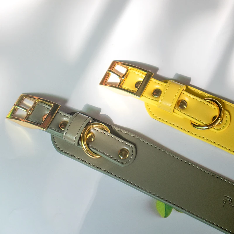 New Design resin ring handles Dog Leash And Collar Set with Comfortable and Durable PU Leather for Small Medium Large Dogs