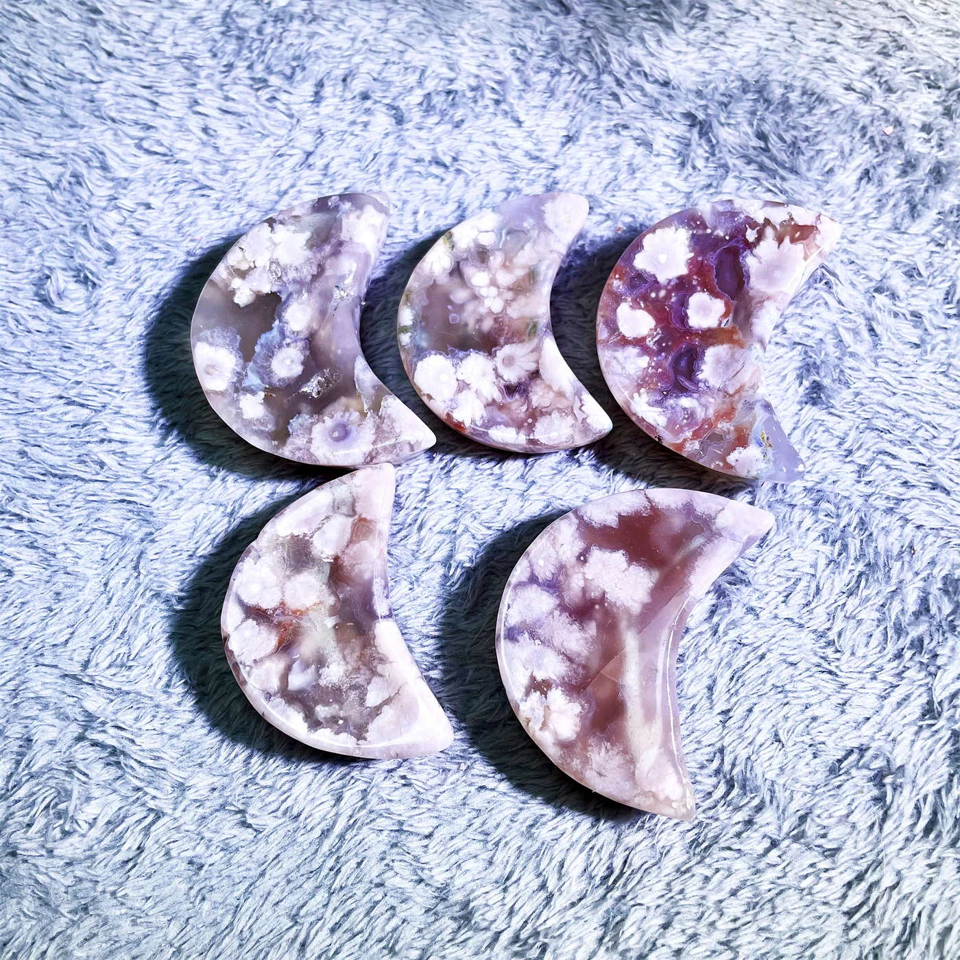 Natural Crystal Stone Mix Material Mini Moon Bowl Carving