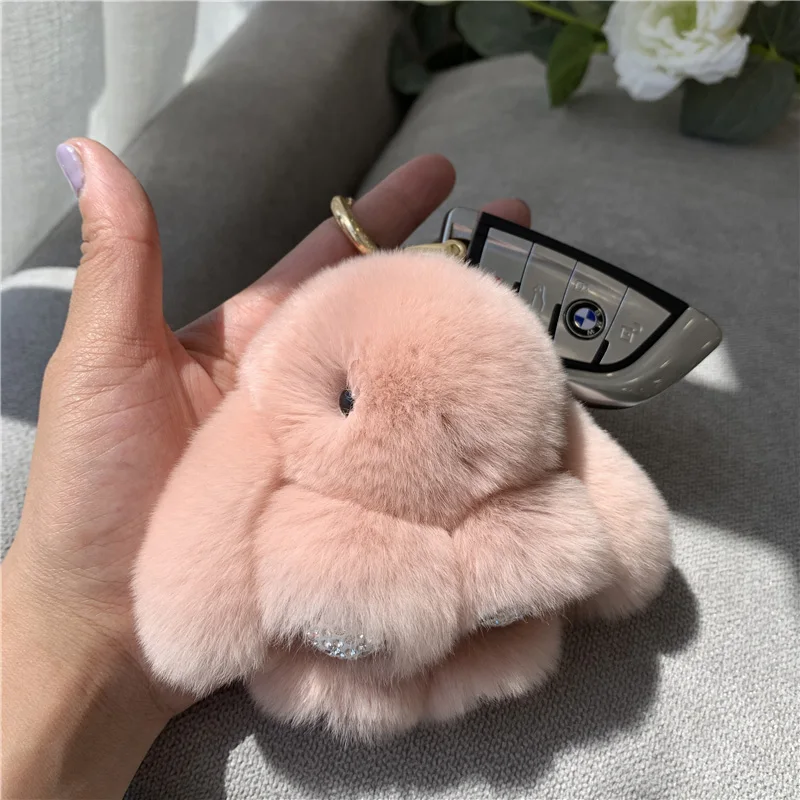 High Quality Lovely Animal Key Chains Cute Plush Bunny Fur Keychain