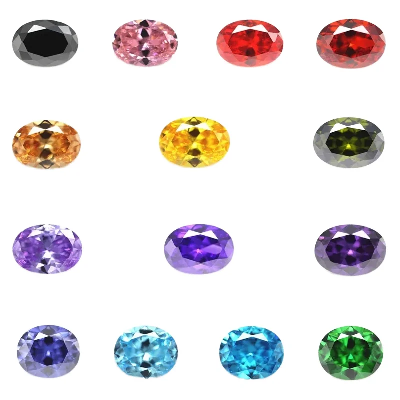 wholesale loose oval shape 4x6mm cz stone pink black muilcolor color cubic zirconia gemstone