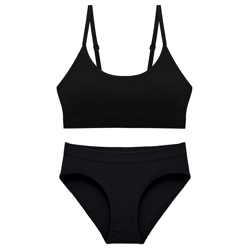 JSMANA Wireless Seamless Custom Padded Lingerie Big Size Student Panty 40 Size Bra Sexy Woman Sport Bra Panty Set