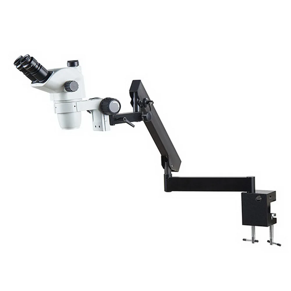 Factory Supply 6.7X-45X Flex Articulating Arm Parfocal Trinocular Optical Zoom Stereo Microscope