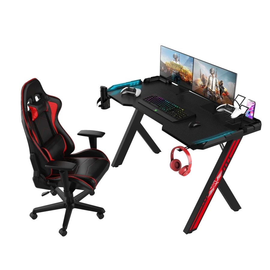 Factory Custom Gaming Table Pc Desk I Shaped Led Gaming Desk For PC Gaming Desk Table