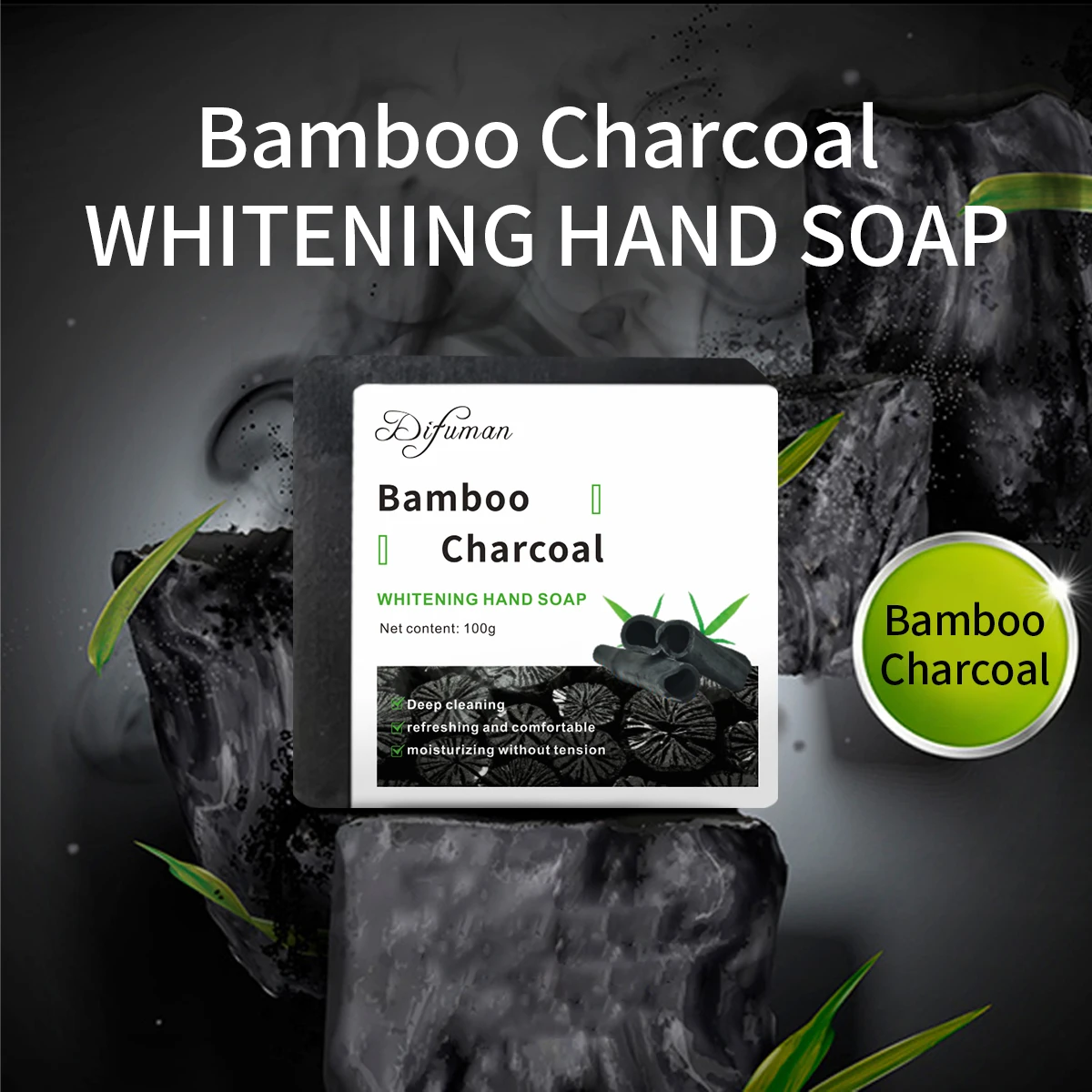 Hot Selling Private Label Bamboo Charcoal Whitening Hand Soap Natural Soap Handmade for Skin Rejuvenation Lightening Feature