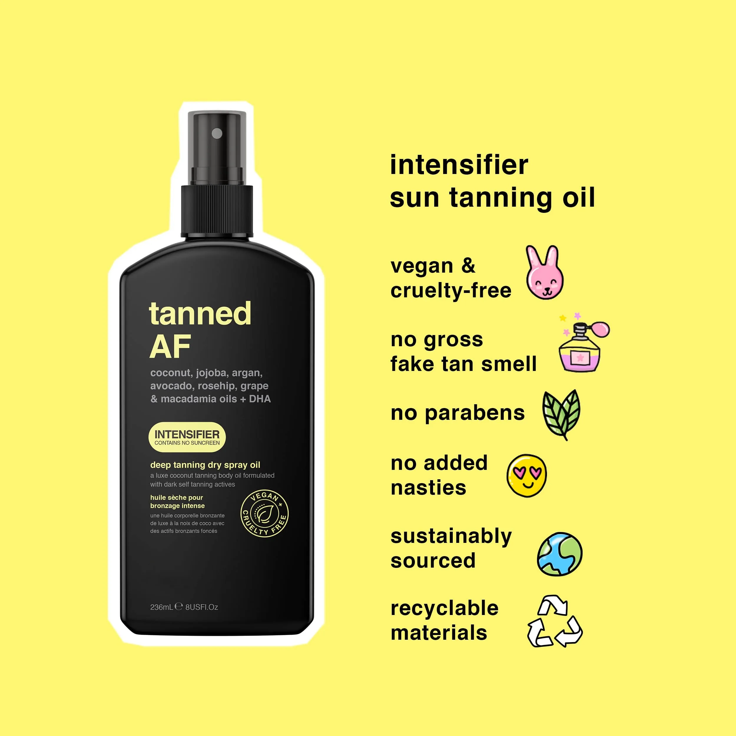 Tanned Intensifier Dry Spray paraben-free vegan Self-Tan Tanning Spray