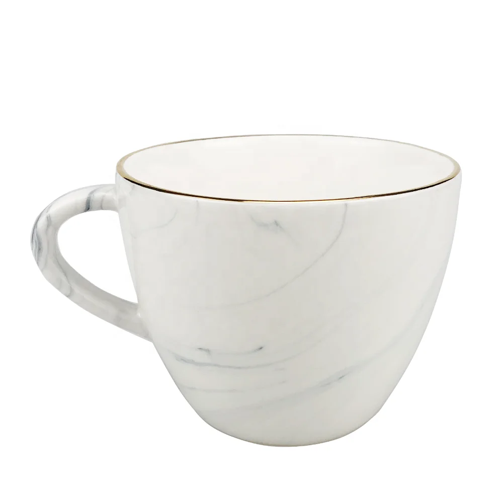 Nordic Style Glod Marble Coffee Teacup And Saucer Set Ceramic Tea Cup And Saucers Sets