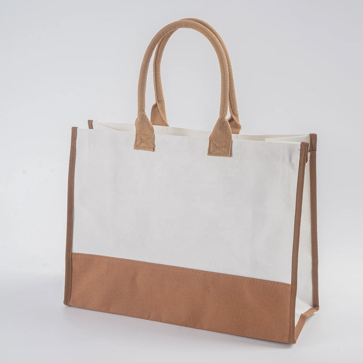 Eco-Friendly Jute Bag Custom Coated Linen Shopping Bag Beach Canvas tote bag for women With button