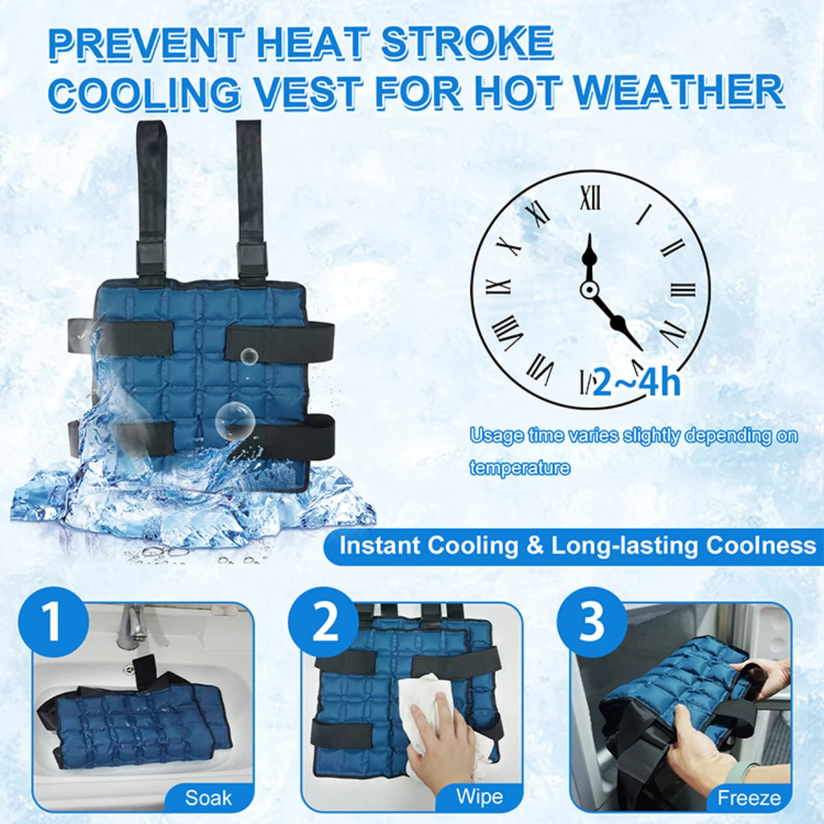 Bellewins Self-Water Absorption Body Cooling Vest Men Women Hot Weather Ice Packs Ice Cold Vest For Summer Outdoor