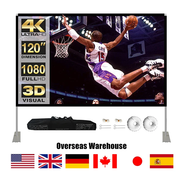 U.s. U.k. Germany Warehouse Projector 100inch 16 9 4k 3d Hd Wholesale Outdoor Travel Projector Screen Portable Projection Screen