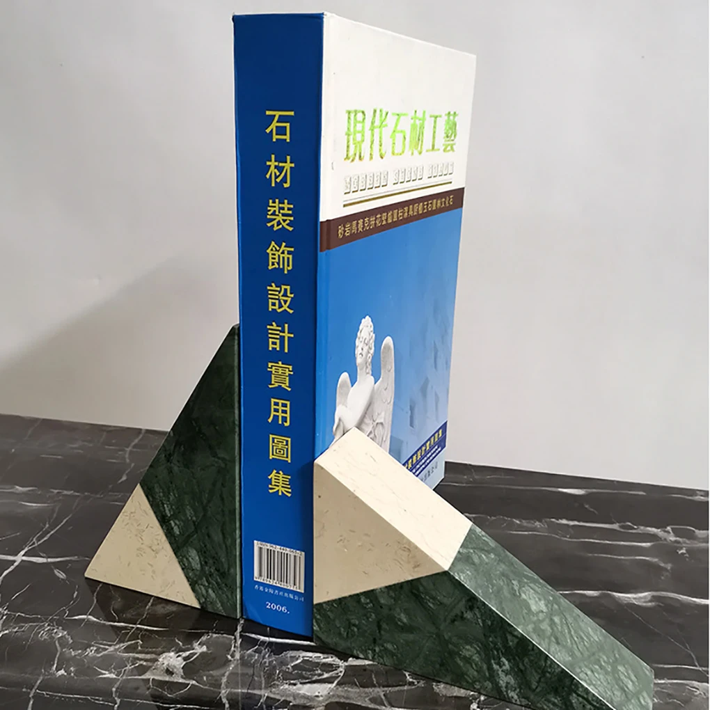 European marble Bookends Marble Home Decor Creative Arched green Stone Ornaments Natural Marble Crafts Stone triangles Bookends